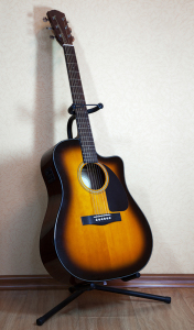 guitar on guitar stand